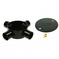 Univolt Black Intersection Conduit Junction Box 20mm Including Lid & Screws