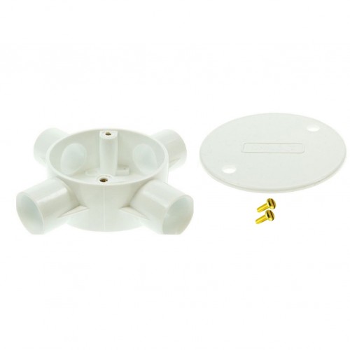 Univolt White Intersection Conduit Junction Box 20mm Including Lid & Screws