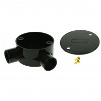 Univolt Black Angle Conduit Junction Box 20mm Including Lid & Screws