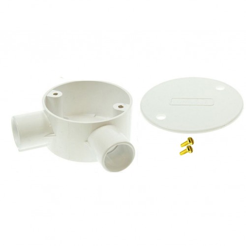 Univolt White Angle Conduit Junction Box 20mm Including Lid & Screws