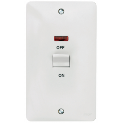 Hager Sollysta WMDP50VN 2 Gang Switch DP & LED 50A