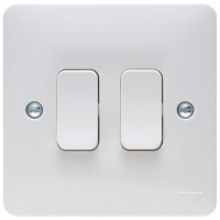 Hager Sollysta WMPS22 Plate Switch 2 Gang 2 Way 10AX
