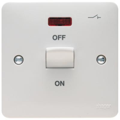 Hager Sollysta WMDP50N 1 Gang Switch DP & LED 50A