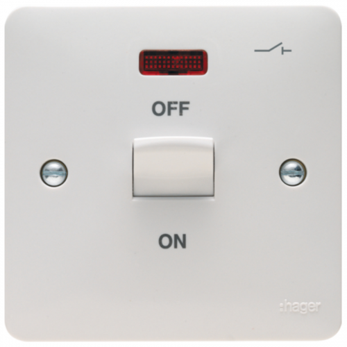 Hager Sollysta WMDP50N 1 Gang Switch DP & LED 50A