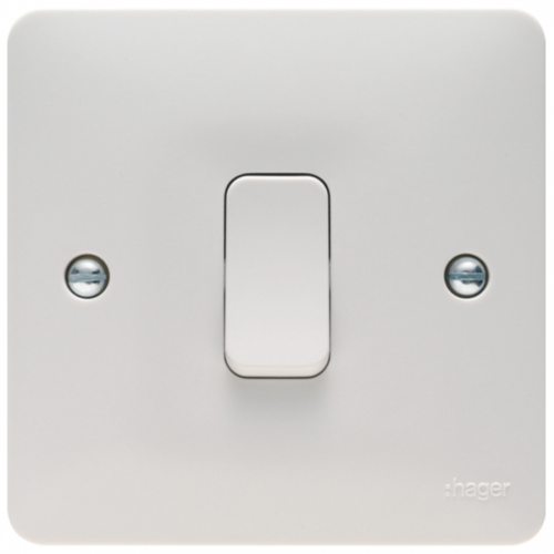 Hager Sollysta WMPS12 Plate Switch 1 Gang 2 Way 10AX
