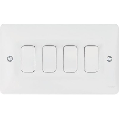 Hager Sollysta WMPS42 Plate Switch 4 Gang 2 Way 10AX