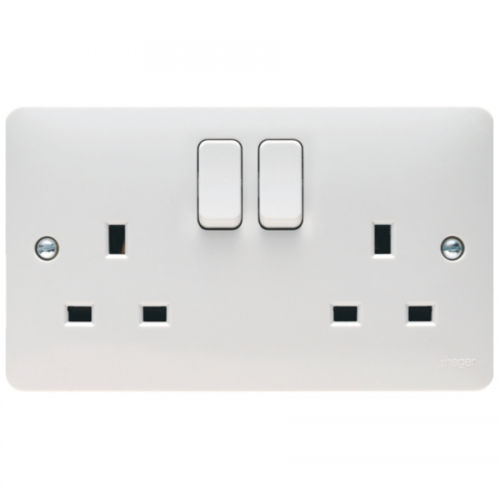 Hager Sollysta WMSS82 Switched Double Socket DP 13A
