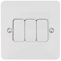 Hager Sollysta WMPS32 Plate Switch 3 Gang 2 Way 10AX