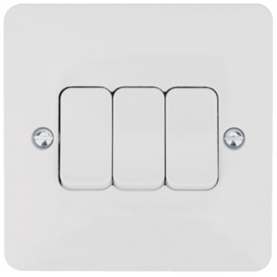 Hager Sollysta WMPS32 Plate Switch 3 Gang 2 Way 10AX