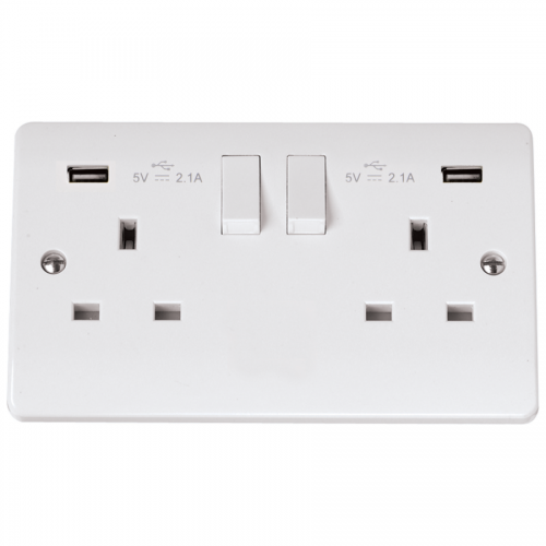 Click CMA780 Switched Socket 2Gang with USB 13A