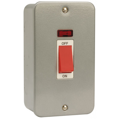 Click CL203 Cooker Switch 2Gang Neon 45A Metal Clad