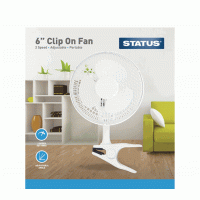 Status S6CLIPFAN1PKB Portable Clip On Mini Fan 6in White