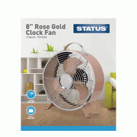 Status S8RCLOCKFAN1PKB Portable Rose Gold Clock Fan 8 inch