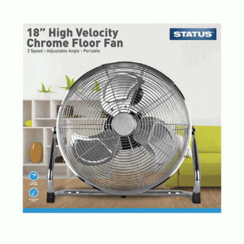 Status S18CFLOORFAN1PKB High Velocity Chrome Floor Fan 18in