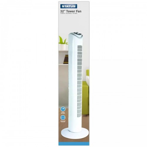 Status S32TOWERFAN1PKB Oscillating White Tower Fan 32in