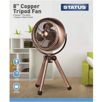 Status S8CTTRIPODFA1PKB Portable Copper Tripod Fan 8in