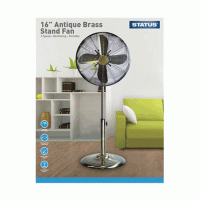 Status S16ASTANDFAN1PKB Oscillating Antique Brass Stand Fan 16in