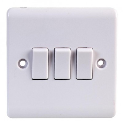 Volex D1050NR Triple Plate Switch 3Gang 2Way 10AX White