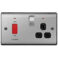 BG NBS70B Cooker Control Unit + Socket Neon 45A Black Insert