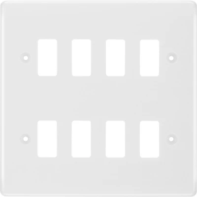 BG R88 Grid Frontplate 8 Gang White