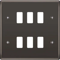 BG RNBN6 Grid Frontplate 6 Gang Black Nickel