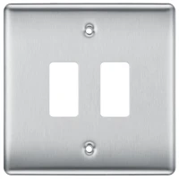 BG RNBS2 Grid Frontplate 2 Gang Brushed Steel