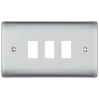 BG RNBS3 Grid Frontplate 3 Gang Brushed Steel