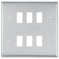 BG RNBS6 Grid Frontplate 6 Gang Brushed Steel