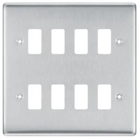 BG RNBS8 Grid Frontplate 8 Gang Brushed Steel