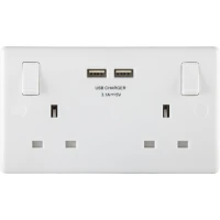 BG Nexus White Double Socket with USB - 822U3