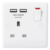 BG Nexus White Single Socket with USB - 821U2