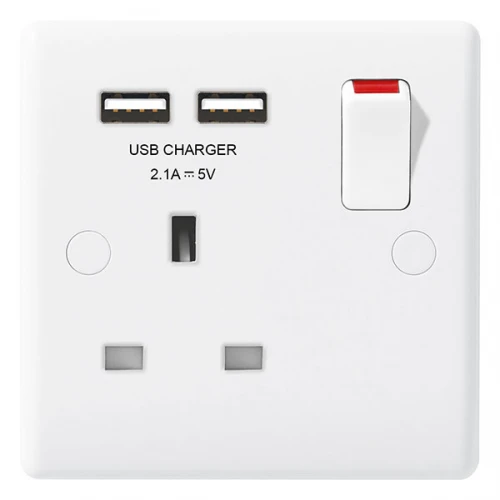 BG Nexus White Single Socket with USB - 821U2