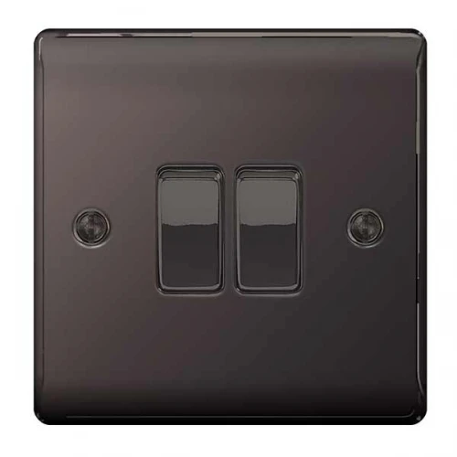 BG Nexus Black Nickel Double Light Switch - NBN42