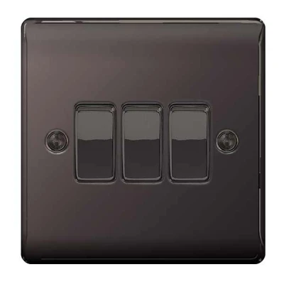 BG Nexus Black Nickel Triple Light Switch - NBN43