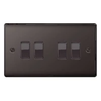 BG Nexus Black Nickel Quad Light Switch - NBN44