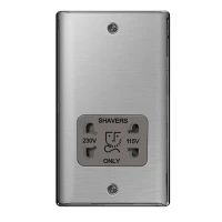 BG Nexus Brushed Steel Dual Voltage Shaver Socket - NBS20G
