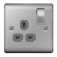 BG Nexus Brushed Steel Single Socket - NBS21G