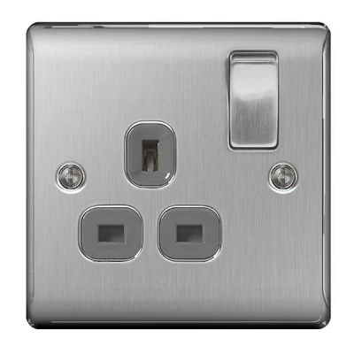 BG Nexus Brushed Steel Single Socket - NBS21G