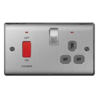 BG Nexus Brushed Steel Cooker Unit with Socket & Neon - NBS70G
