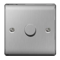 BG Nexus Brushed Steel Single Dimmer Switch - NBS81P