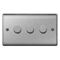 BG Nexus Brushed Steel Triple Dimmer Switch - NBS83P