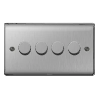 BG Nexus Brushed Steel Four Switch Dimmer - NBS84P