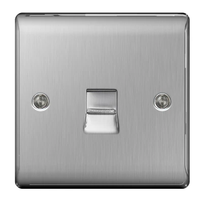 BG Nexus Brushed Steel Slave Telephone Socket - NBSBTS1