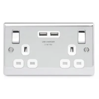 BG Nexus Polished Chrome Double Socket with USB - NPC22U3W