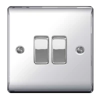 BG Nexus Polished Chrome Double Light Switch - NPC42