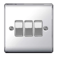 BG Nexus Polished Chrome Triple Light Switch - NPC43