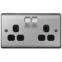 BG NBS22B Switched Double Socket 2G DP 13A Black Insert