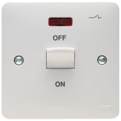 Hager Sollysta WMDP50N 1 Gang Switch DP & LED 50A