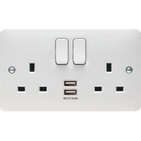 Hager Sollysta WMSS82USB Switched Double Socket DP with USB 13A