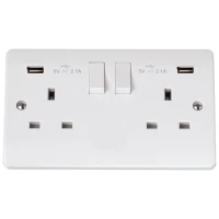 Click CMA780 Switched Socket 2Gang with USB 13A
